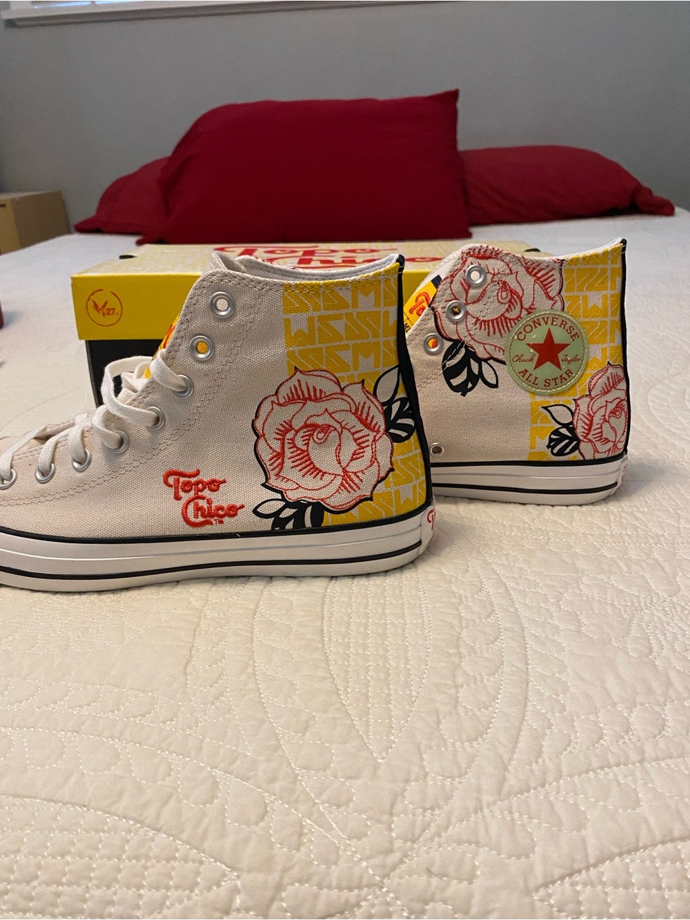 Converse Topo Chico New High-Top Sneakers in Natural with Yellow & Red Accents - Picture 5 of 12